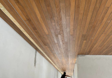 Plafon veneer jati proyek salatiga
